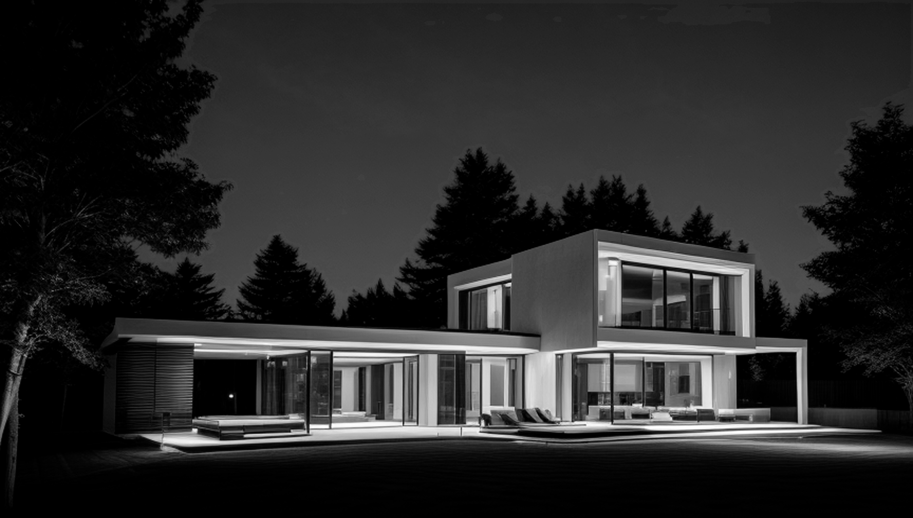 Construction villa en Hebaye - Version noir et blanc