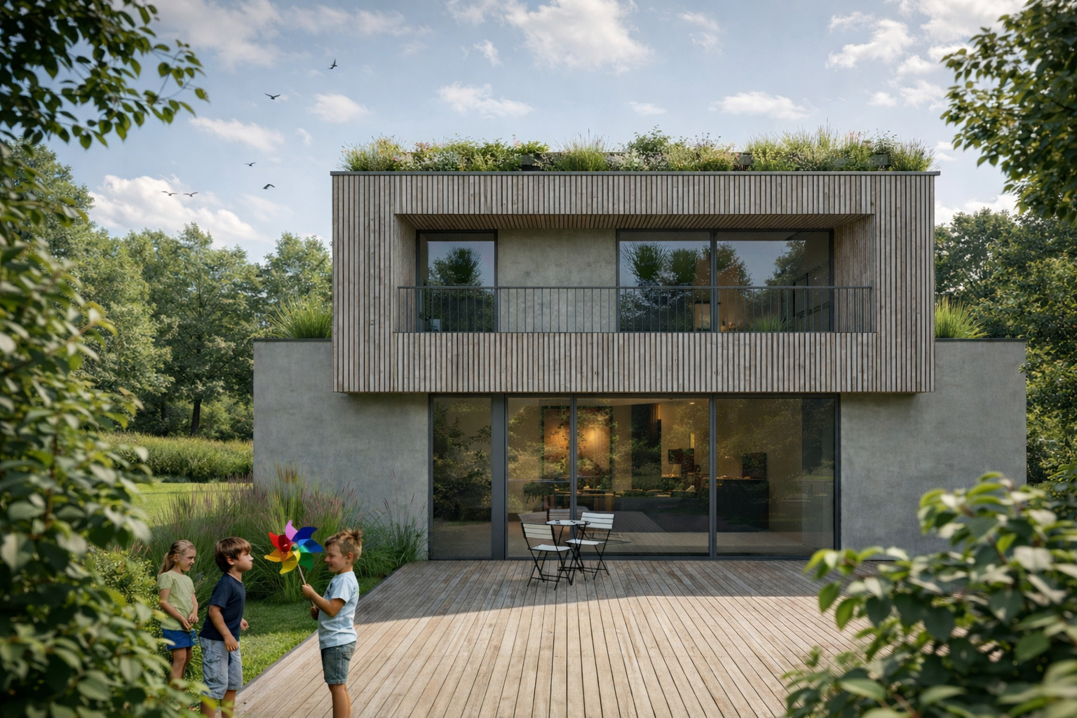 Maison zéro énergie en ossature bois à Flémalle